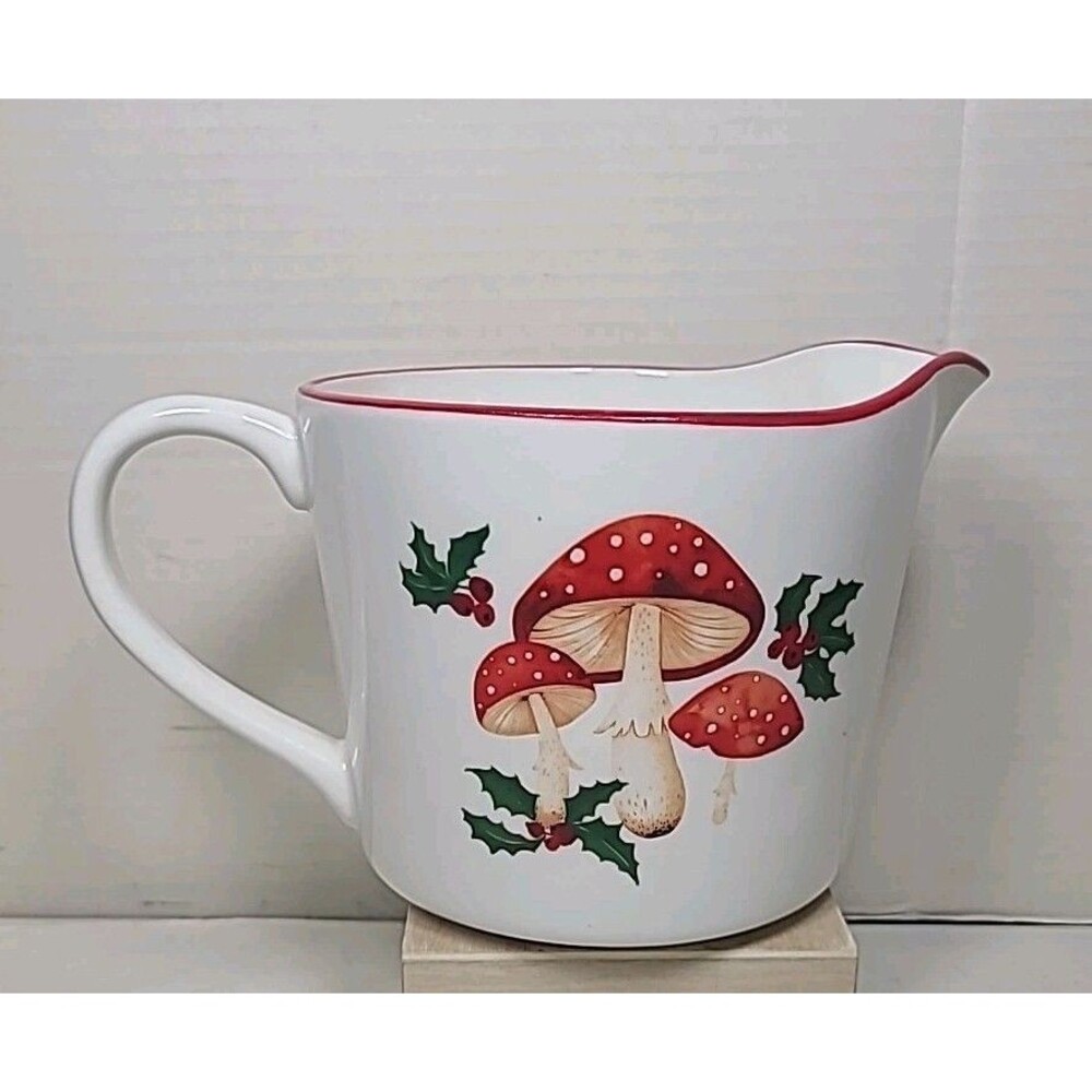The Bake Shop Mushroom Holly Ceramic Liquid Pouring MEASURING CUP holiday